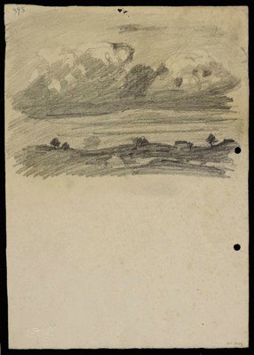 Alternate image of recto: Landscape with houses from Woollahra III
verso: Landscape and clouds by Lloyd Rees