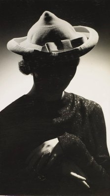 Alternate image of recto: Untitled (study of woman listening to watch)
verso top: Untitled (hat advertisement I: black bow)
verso bottom: Untitled (hat advertisement I: white bow) by Max Dupain