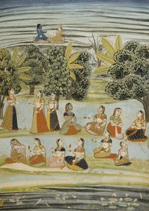 Radha and the milkmaids (gopis), 19th century