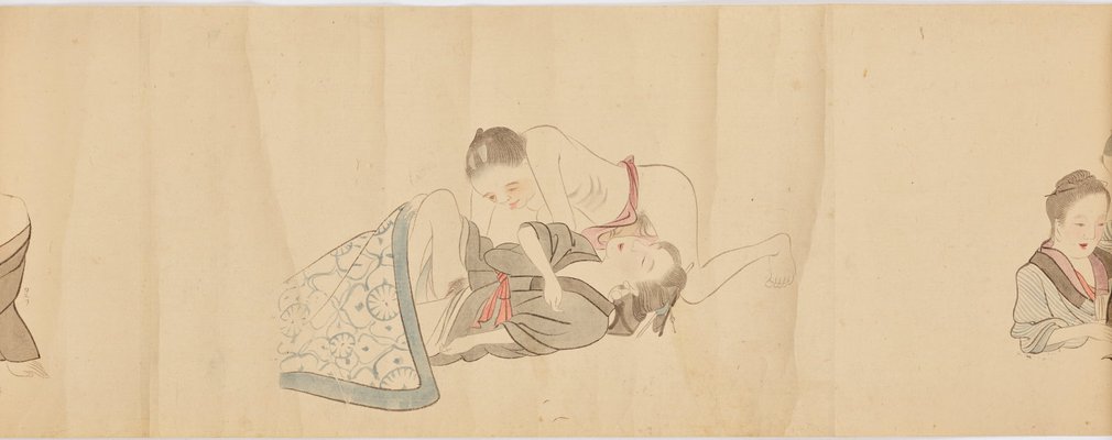Alternate image of Handscroll with preliminary drawings for erotic images ('shunga') by 