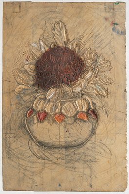Alternate image of recto: Woodblock for 'Banksia, Kurrajong pods, waratah in round vase'
verso: Woodblock for 'Waratah round vase' by Margaret Preston