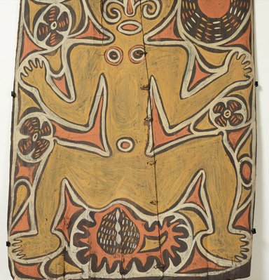 Alternate image of Painting from ceremonial house (spirit figure with waterlillies and sun motif) by Wiski Busengin Woknot, Ap Ma people