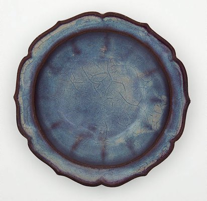 Alternate image of Bowl with floral rim by Jun ware