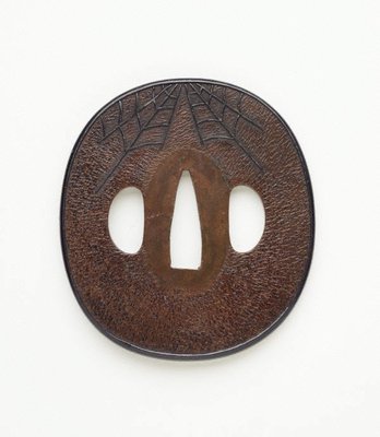 Alternate image of Sword guard ('tsuba') with design of bat and cobweb by 