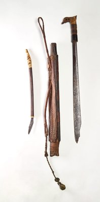 Alternate image of Sword (mandau) with scabbard and knife by 