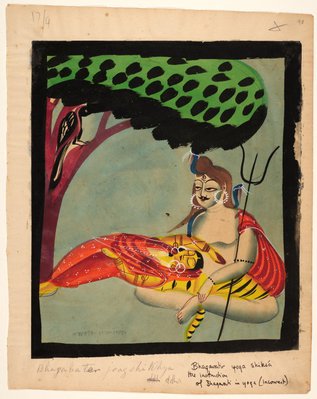 Alternate image of Shiva and Parvati by Kalighat style