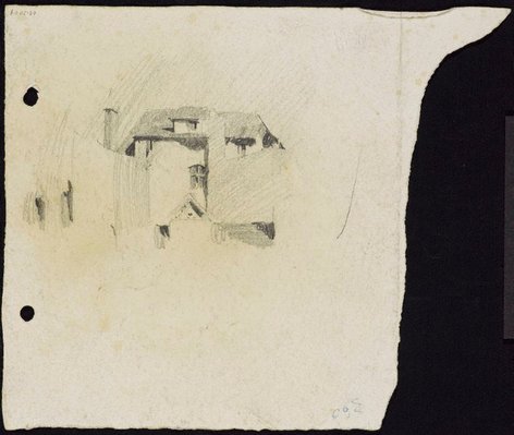 Alternate image of recto: Trees
verso: House with an attic [upside down] by Lloyd Rees