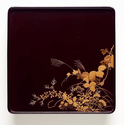 Alternate image of Set of three footed lacquer tray with décor of autumn grasses and flowers by 
