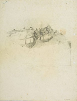 Alternate image of recto: Hillside with houses & building with spire and Composition sketch of Hillside with tower
verso: Landscape by Lloyd Rees