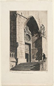 A doorway, Burgos Cathedral, 1927 by Lionel Lindsay