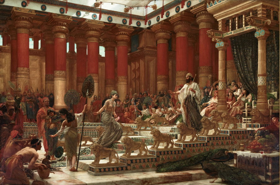Image result for The Visit of the Queen of Sheba to King Solomon', oil on canvas painting by Edward Poynter, 1890