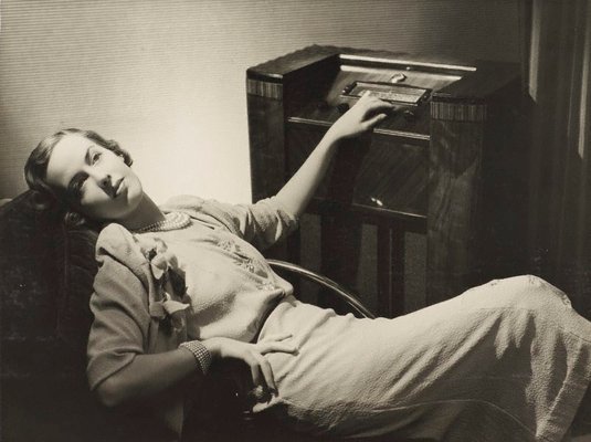 Alternate image of recto: Untitled (solarised anchor)
verso: Untitled (reclining woman with hand caressing wireless) by Max Dupain