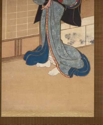 Alternate image of Kuzunoha: writing a farewell poem to her child by Utagawa Kunimune II/Kunimasa II