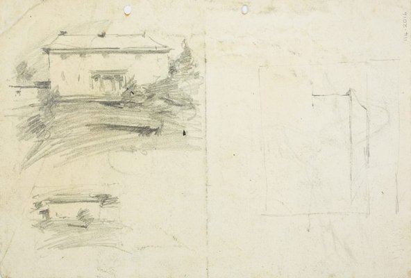 Alternate image of recto: Old Government House, Parramatta and architectural details
verso: Three studies for Old Government House, Parramatta by Lloyd Rees