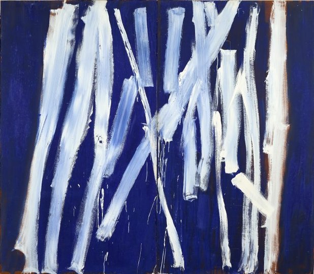 AGNSW collection Tony Tuckson White lines (vertical) on ultramarine 1970-1973