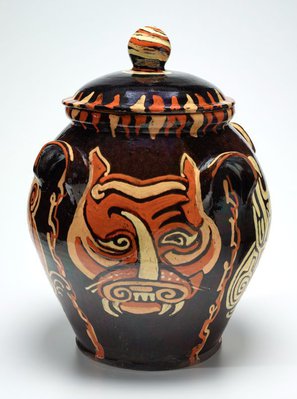 Alternate image of Jar with anthropomorphic design by Anne Dangar
