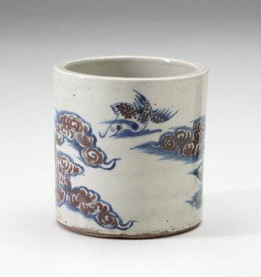 Alternate image of Ceramic brush pot decorated with female musicians among clouds by 