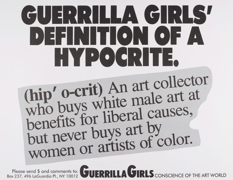 Guerrilla Girls Definition Of A Hypocrite 1990 Portfolio Compleat 1985 12 By Guerrilla Girls Art Gallery Of Nsw