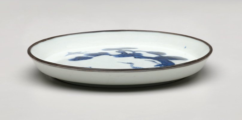 Alternate image of Bleu de Hue dish decorated with cranes and pine trees by Export ware (Viet Nam)