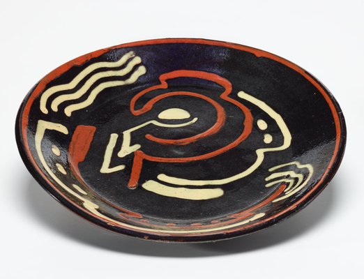 Alternate image of Plate with cubist designs by Anne Dangar