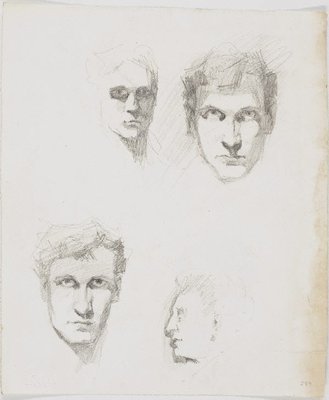 Alternate image of recto: Three self portraits and the profile of a woman
verso: Five self portraits and the profile of a woman by Lloyd Rees