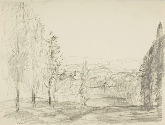 Alternate image of recto: Landscape
verso: Landscape with avenue and Stepped path with fence by Lloyd Rees