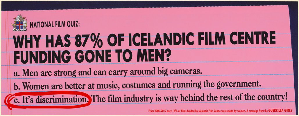 Alternate image of Why has 87% of Icelandic Film Centre funding gone to men? by Guerrilla Girls