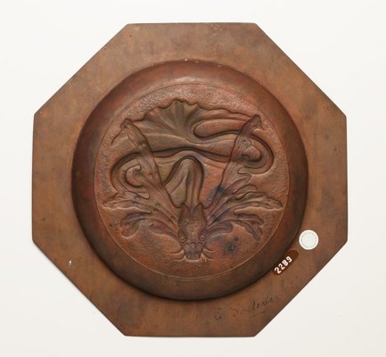 Alternate image of Copper Plaque (round centre with dragon design , flat octogonal rim) by Elizabeth Söderberg