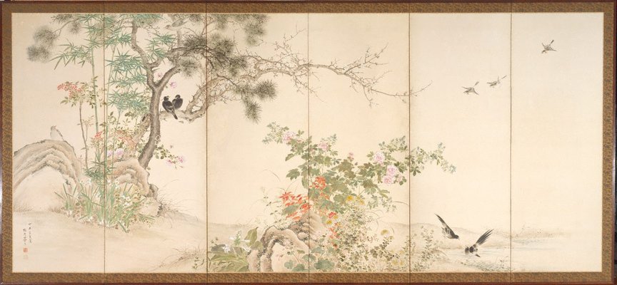 Alternate image of Birds and flowers of the four seasons by Yamamoto Baiitsu