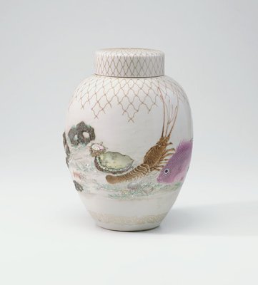 Alternate image of Jar with design of sea creatures and net in relief by Matsumoto Hōen, Meiji export ware