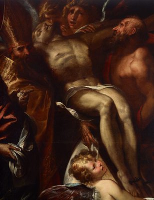 Alternate image of The dead Christ on the cross with Saints Mary Magdalene, Augustine and Jerome, and angels by Giulio Cesare Procaccini