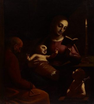 AGNSW collection Luca Cambiaso Holy Family with St John the Baptist circa 1578
