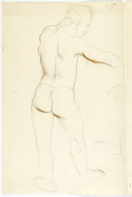 Alternate image of recto: Harbour landscape and Male nude, back view and Foot
verso: Head study, Leaning male nude; Hand and Male nude, back view by Lloyd Rees