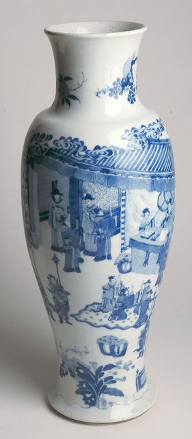 AGNSW collection Jingdezhen ware Vase decorated with scene of scholars circa 1670