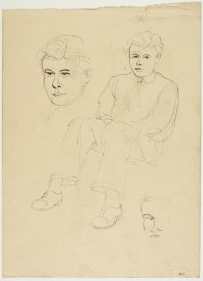 Alternate image of recto: Portraits of John Santry
verso: Portrait studies of ?John Santry by Lloyd Rees