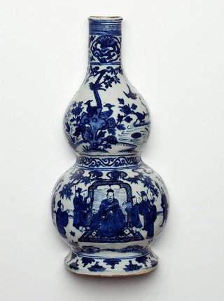 AGNSW collection Jingdezhen ware Wall vase of double-gourd shape with flat back