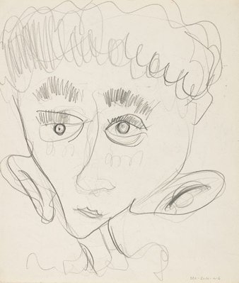 Alternate image of recto: (Smoking figure)
verso: (Study of a head) by Charles Blackman