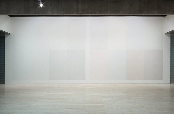 Alternate image of Wall drawing #337: Two part drawing. The wall is divided vertically into two parts. Each part is divided horizontally and vertically into four equal parts. 1st part: Lines in four directions, one direction in each quarter. 2nd part: Lines in four directions, superimposed progressively. by Sol LeWitt