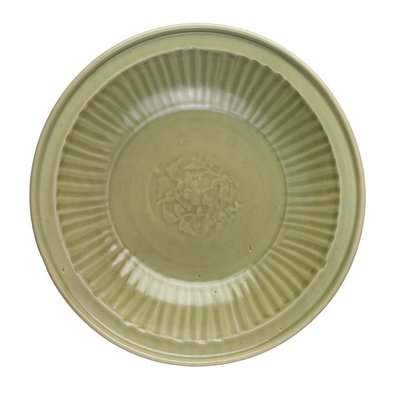 Alternate image of Dish with moulded peony and deer decoration by Longquan ware