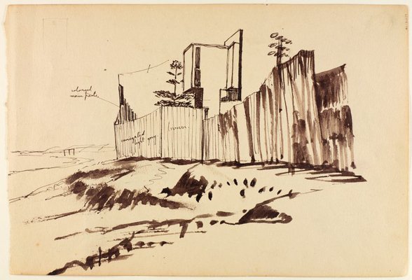 Alternate image of Study for 'Sunstrip baths, Coogee' 1961-62 by Jeffrey Smart