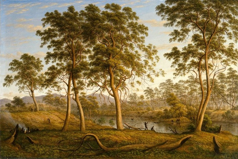 AGNSW collection John Glover Natives on the Ouse River, Van Diemen's Land 1838