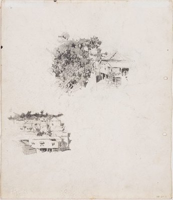 Alternate image of recto: Moreton Bay fig at Milton
verso: Bamboos at the back of Samford and Note of houses by Lloyd Rees