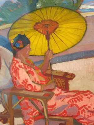 Alternate image of Woman with parasol at Palm Beach by Roy de Maistre