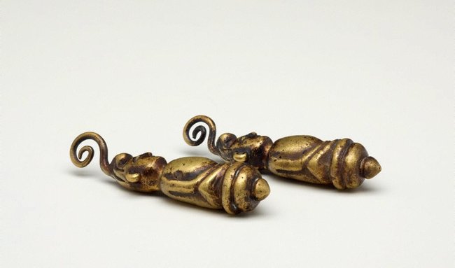 AGNSW collection Pair of earrings in the form of ancestor figures 19th century-20th century
