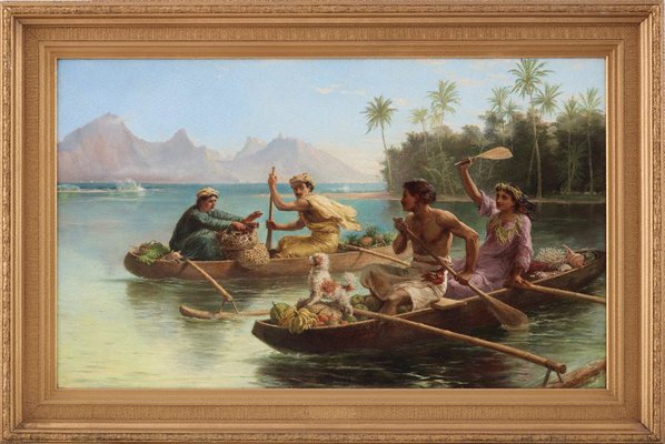 Alternate image of Race to the market, Tahiti by Nicholas Chevalier