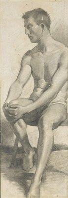 Alternate image of (Standing male nude, back view) by Hugh Ramsay