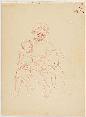 Alternate image of recto: (Study of native nursing a child)
verso: (Native mother and two children) by Nora Heysen