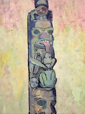 Alternate image of Indian Totem pole, Yan, Queen Charlotte Islands by Emily Carr