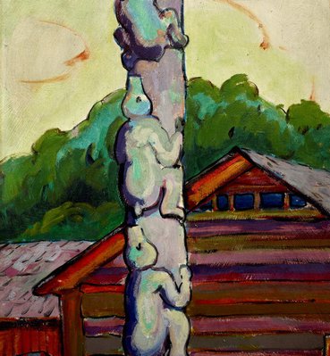 Alternate image of Indian Totem pole, Hazelton, Skeena River, British Columbia by Emily Carr
