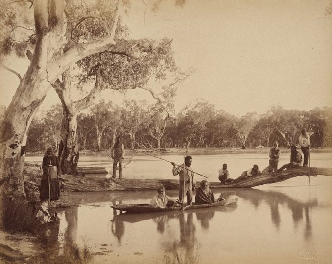 AGNSW collection Charles Bayliss Group of local Aboriginal people, Chowilla Station, Lower Murray River, South Australia 1886